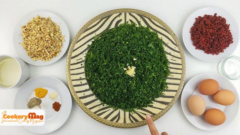 Ingredients for making Kuku Sabzi