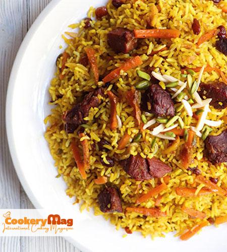Kabuli Pulao Recipe, an Afghan national rice and lamb pilaf