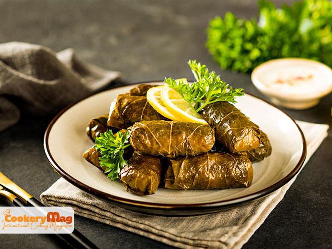 Iranian dolmeh stuffed grape leaves