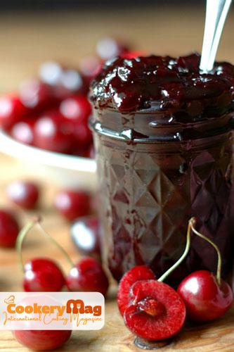 Persian sour cherry jam in jar