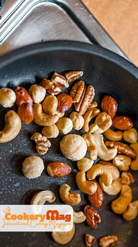 Roast nuts in a pan