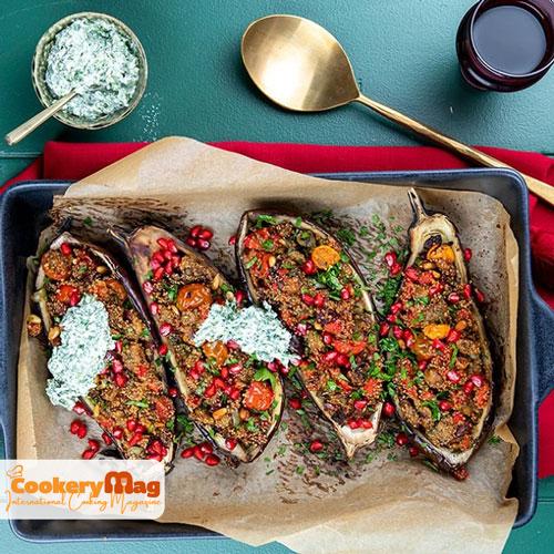 Stuffed Eggplant with Feta and Rocket min