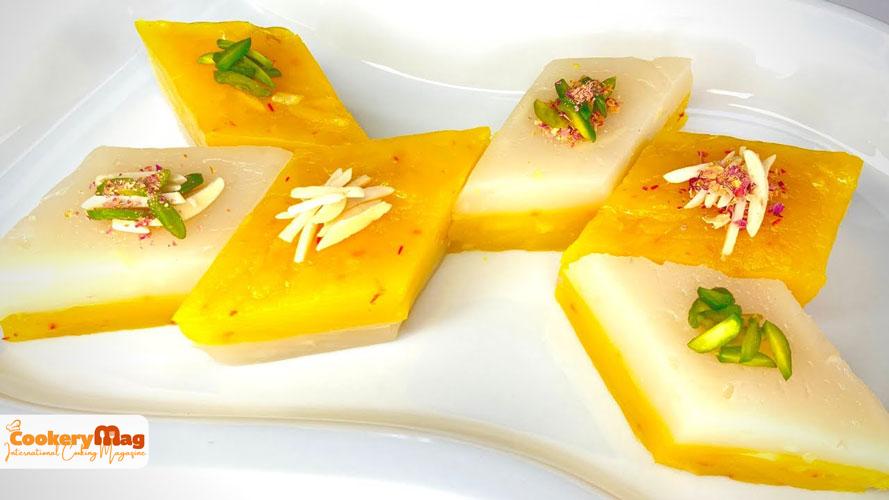 masghati with slivered pistachio and almond