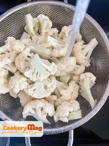 cauliflower florets washing