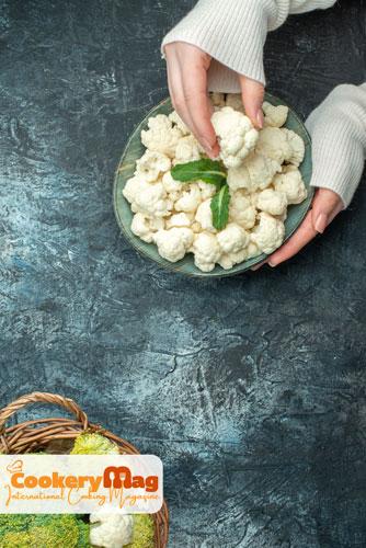 cauliflower inside basket plate