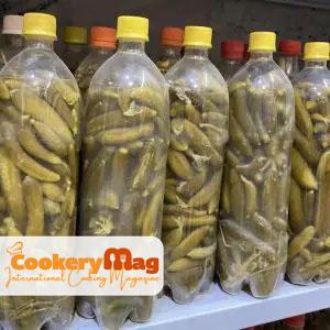 pickled cucumber in the bottle